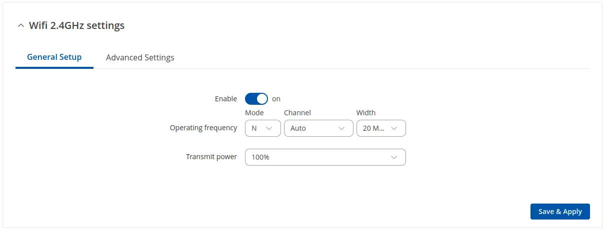 Channel and country code edit window in the RUTX10 WebUI